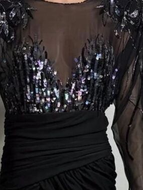 Vintage 1982 sheer sequined dress with skater skirt pristine condition size 4